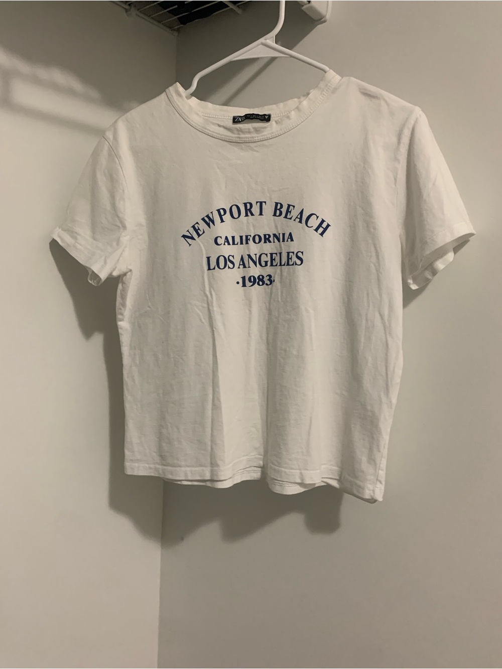 Zara White Crewneck Tee with Black Neck Label